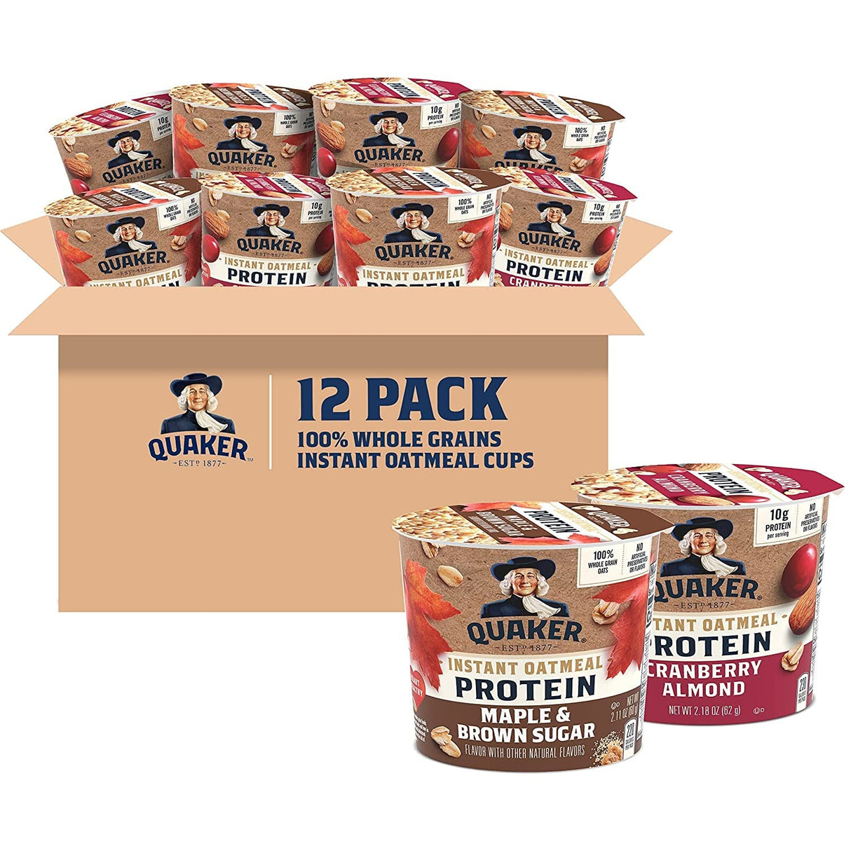 Quaker Instant Oatmeal Express Cups, 4 Flavor Variety Pack, 1.76 Ounce (Pack of 12)