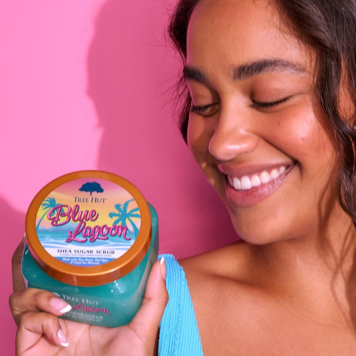 Tree Hut Blue Lagoon Shea Sugar Scrub | Exfoliating Body Scrub Removes Dead, Dry Skin for a Soft & Hydrated Feel | Nourishing Essential Body Care | 18 Fl Oz.