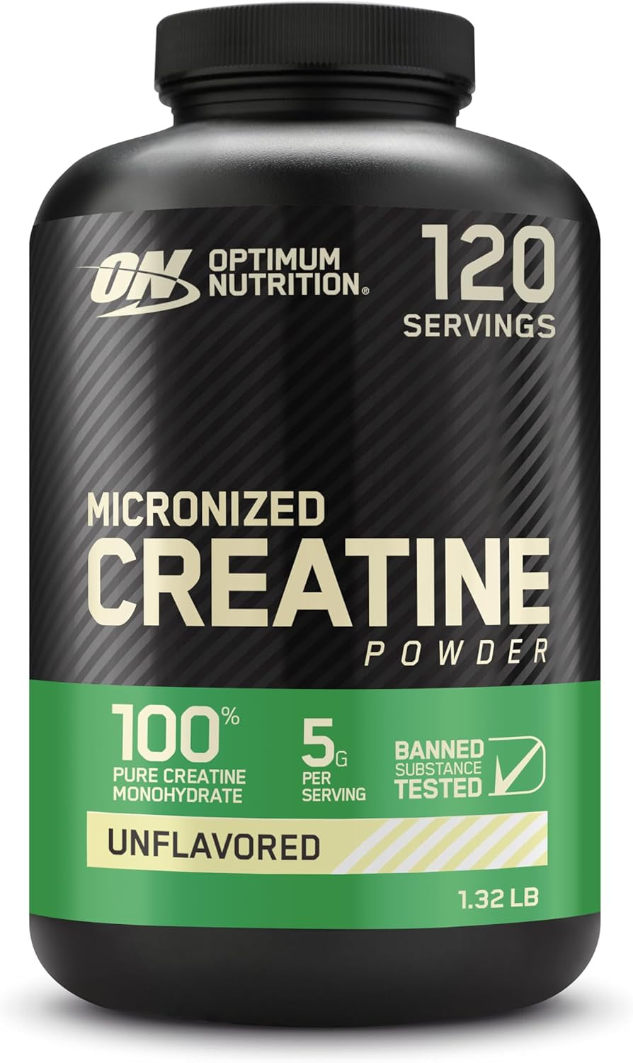 Optimum Nutrition Micronized Creatine Monohydrate Powder, Unflavored, Keto Friendly, 60 Servings (Packaging May Vary)