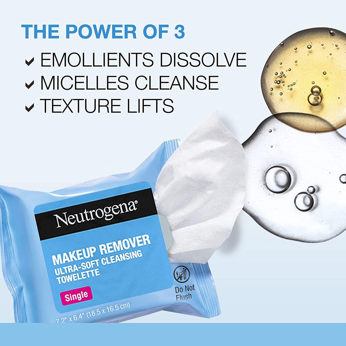 Neutrogena Makeup Remover Facial Cleansing Towelette Singles, Daily Face Wipes Remove Dirt, Oil, Makeup & Waterproof Mascara, Gentle, Individually Wrapped, 100% Plant-Based Fibers, 20 Ct - Supply Center USA