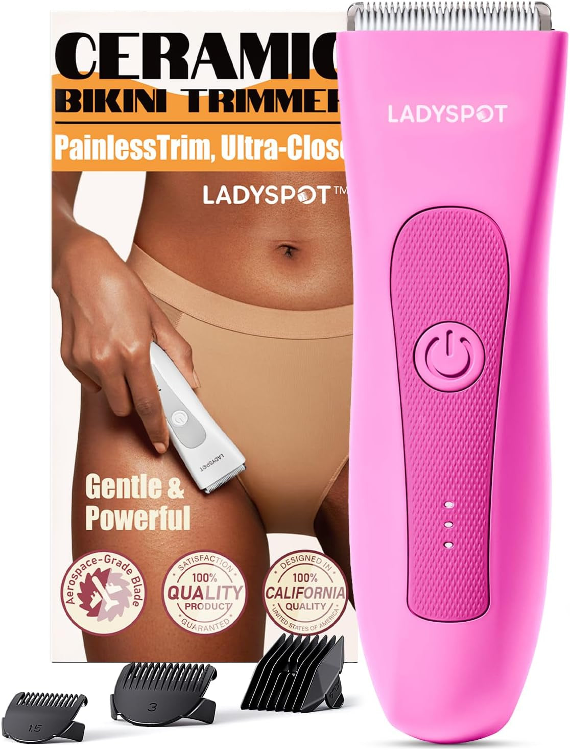 MANSPOT Manscape Groin & Body Hair Trimmer for Men, Electric Ball Trimmer Pubic Trimmer Shaver,Manscape Kit with 4 Guard,Replaceable Ceramic Blade Heads,Waterproof Wet/Dry Shaver,90 Minutes Shaving