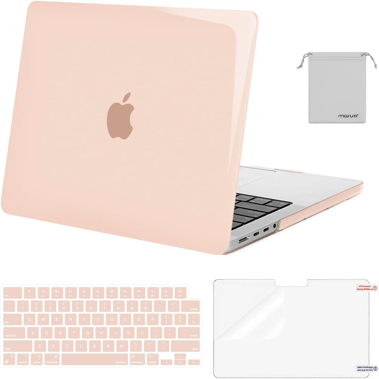 MOSISO Compatible with Macbook Pro 14 Inch Case 2024 2023 2022 2021 M4 M3 M2 M1 Pro Max A3112 A3185 A3401 A2918 A2992 A2779 A2442, Plastic Hard Shell&Keyboard Cover&Screen Film&Pouch, Black