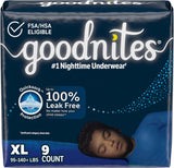 Goodnites Boys' Nighttime Bedwetting Underwear, Size S/M (43-68 Lbs), 44 Ct (2 Packs of 22), Packaging May Vary