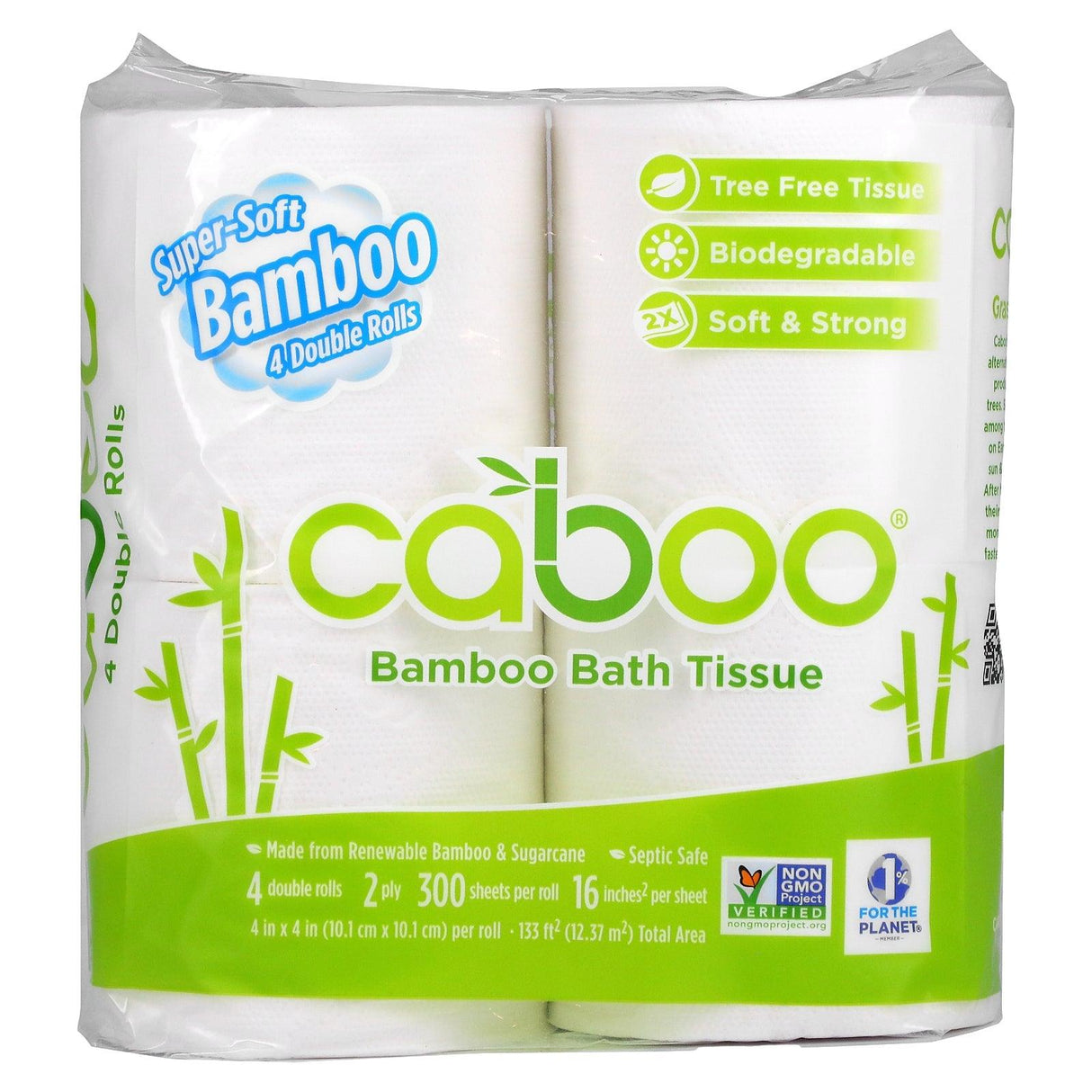 Caboo, Bamboo Bath Tissue, 4 Double Rolls - Supply Center USA