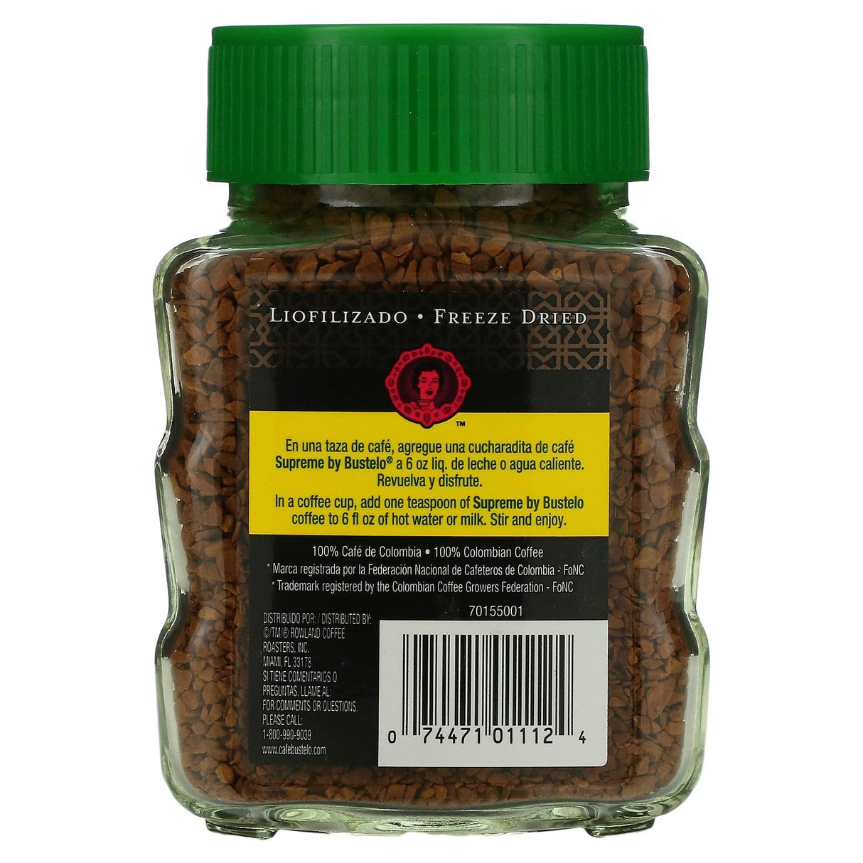 Café Bustelo, Supreme by Bustelo, Instant Coffee, Freeze Dried, Decaf, 3.52 oz (100 g) - Supply Center USA