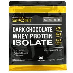 California Gold Nutrition, 100% Whey Protein Isolate, Dark Chocolate, 2 lbs (907 g) - Supply Center USA