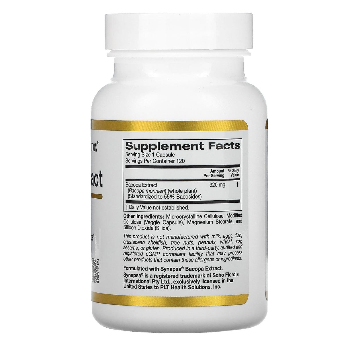 California Gold Nutrition, Bacopa Extract, 320 mg, 120 Veggie Capsules - Supply Center USA
