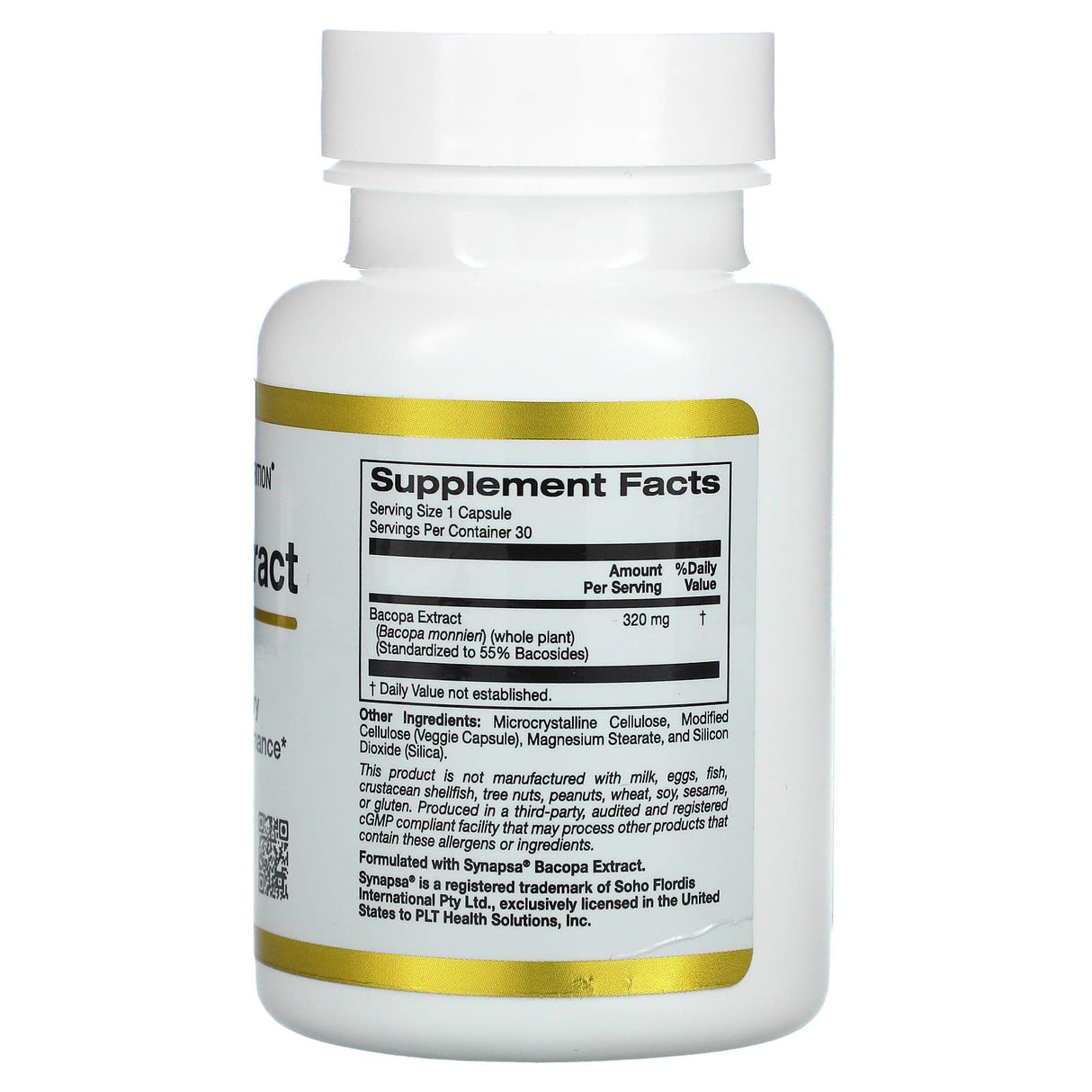 California Gold Nutrition, Bacopa Extract, 320 mg, 30 Veggie Capsules - Supply Center USA