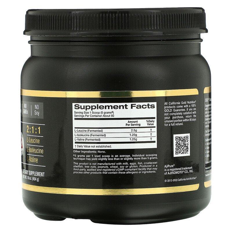 California Gold Nutrition, BCAA Powder, AjiPure®, Branched Chain Amino Acids, 16 oz (454 g) - Supply Center USA