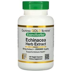 California Gold Nutrition, EuroHerbs, Echinacea Herb Extract, 80 mg, 180 Veggie Capsules - Supply Center USA