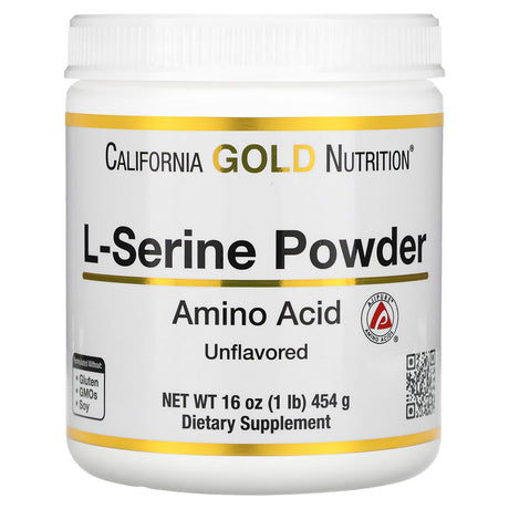 California Gold Nutrition, L-Serine Powder, AjiPure Amino Acid, Unflavored Powder, 1 lb (454 g) - Supply Center USA