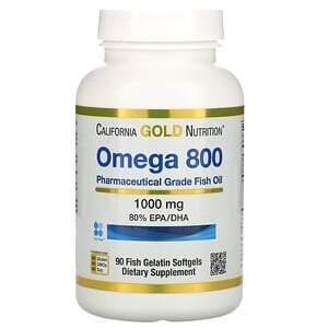 California Gold Nutrition, Omega 800 Pharmaceutical Grade Fish Oil, 80% EPA/DHA, Triglyceride Form, 1000 mg, 90 Fish Gelatin Softgels - Supply Center USA