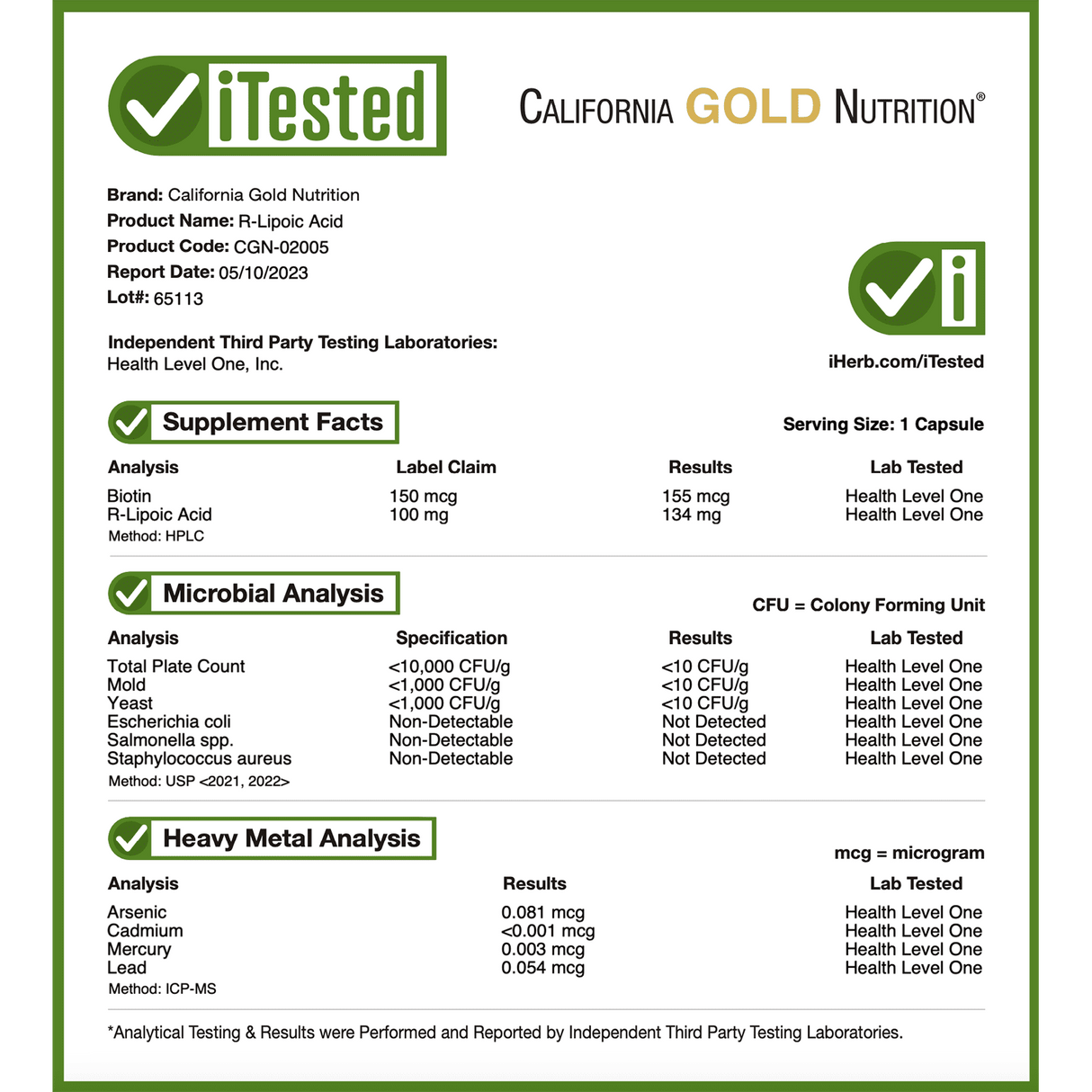 California Gold Nutrition, Stabilized R-Lipoic Acid, 120 Veggie Capsules - Supply Center USA