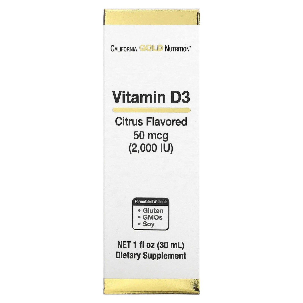 California Gold Nutrition, Vitamin D3 (Citrus), 2,000 IU, 1 fl oz (30 ml) - Supply Center USA
