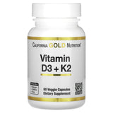 California Gold Nutrition, Vitamin D3 + K2, 60 Veggie Capsules - Supply Center USA