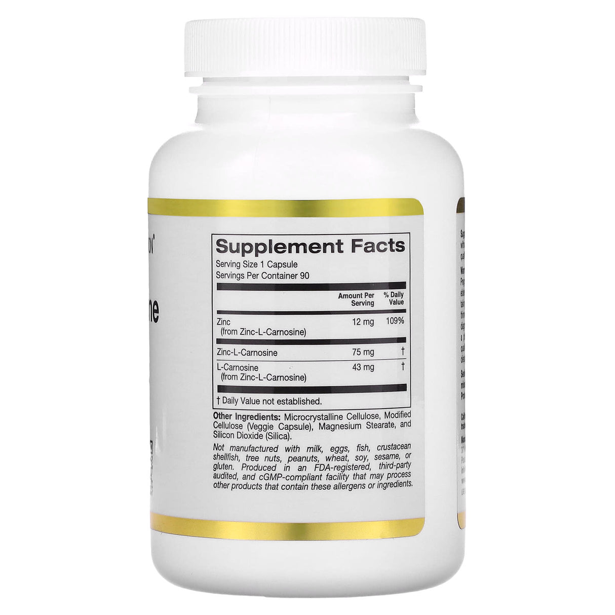 California Gold Nutrition, Zinc-L-Carnosine Complex, 90 Veggie Caps - Supply Center USA