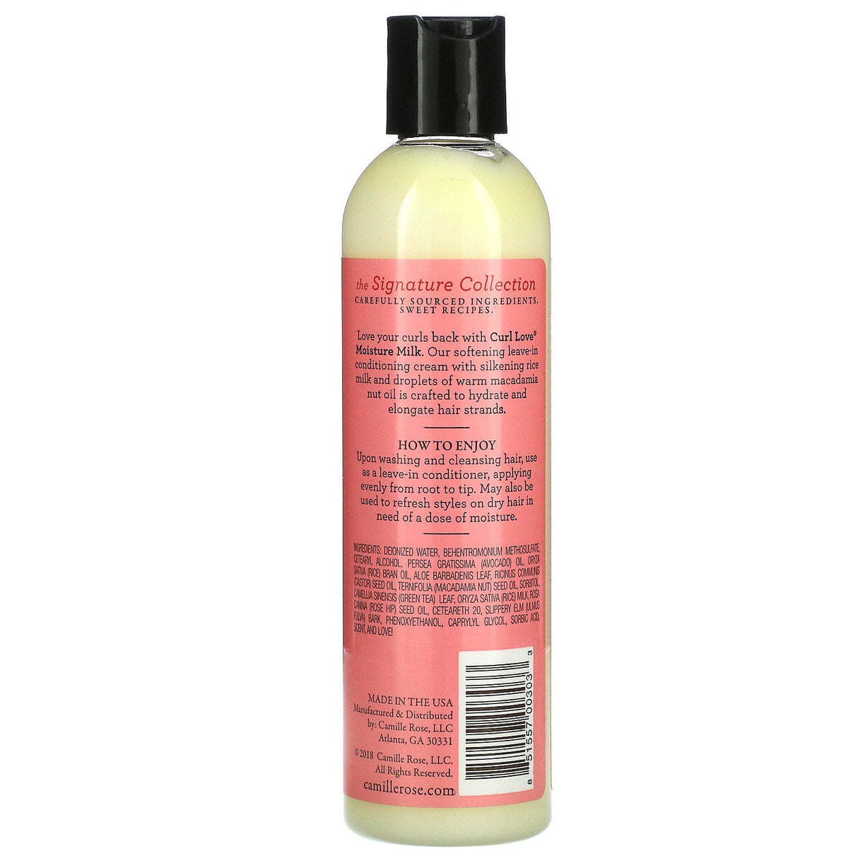 Camille Rose, Curl Love Moisture Milk, Leave-In Conditioning Cream, Rice Milk & Macadamia Oil, 8 oz (240 ml) - Supply Center USA