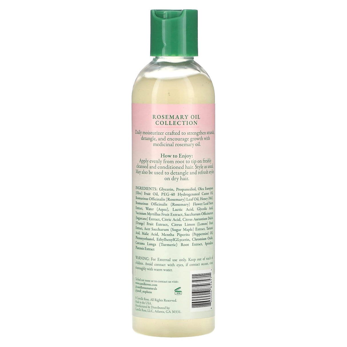 Camille Rose, Strengthening Leave-In Conditioner, Rosemary Oil, 8 fl oz (236 ml) - Supply Center USA