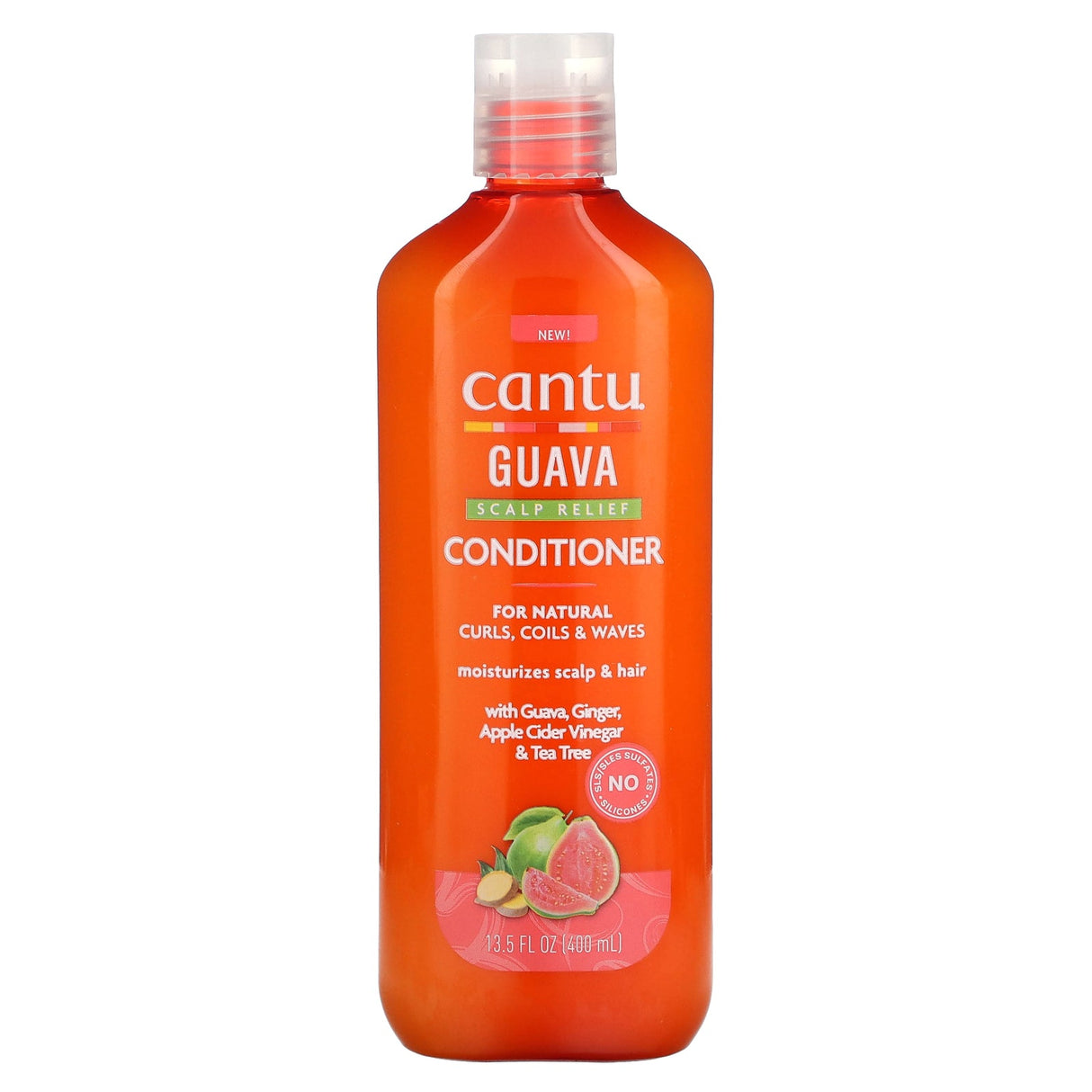 Cantu, Guava Scalp Relief Conditioner, For Natural Curls, Coils & Waves , 13.5 fl oz (400 ml) - Supply Center USA