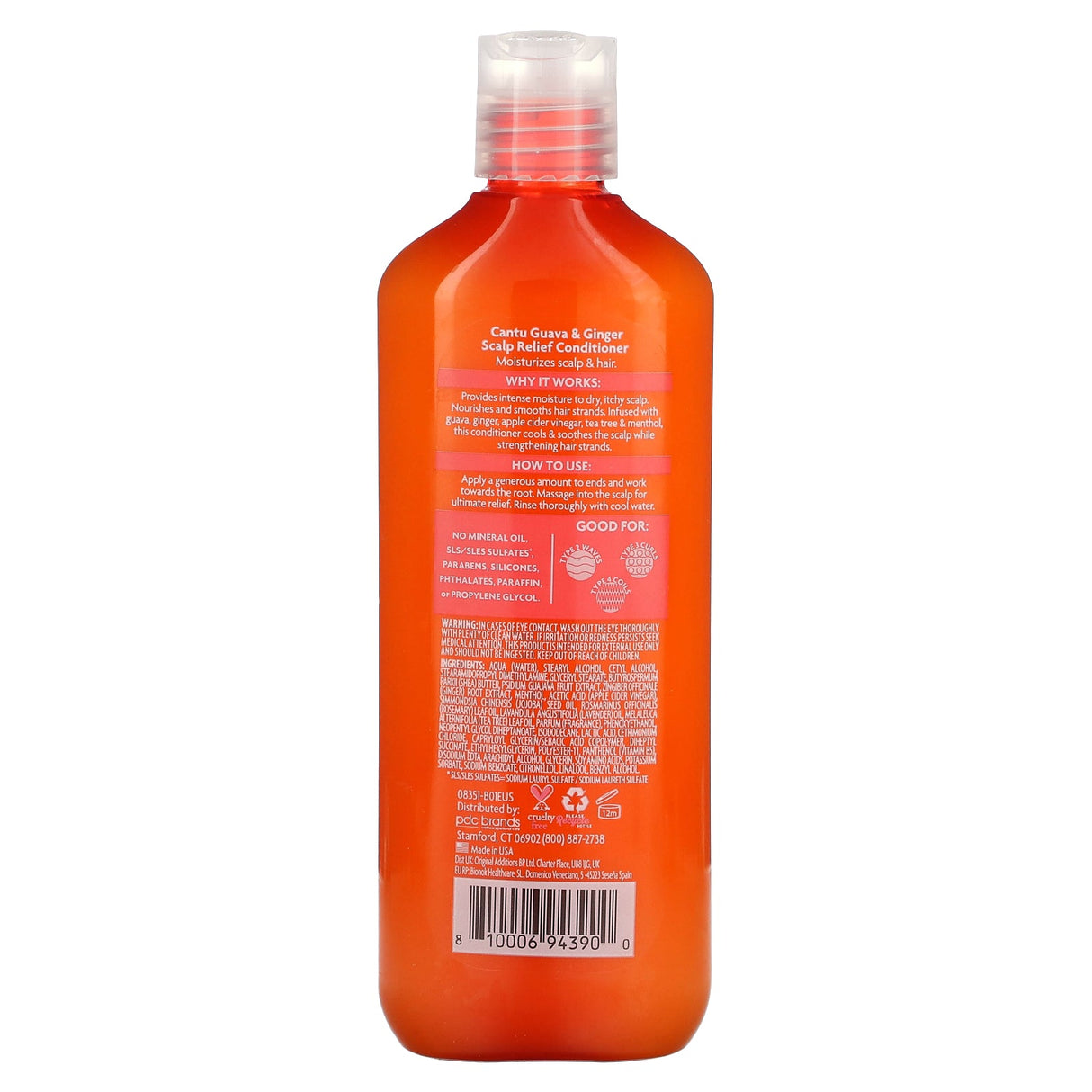 Cantu, Guava Scalp Relief Conditioner, For Natural Curls, Coils & Waves , 13.5 fl oz (400 ml) - Supply Center USA