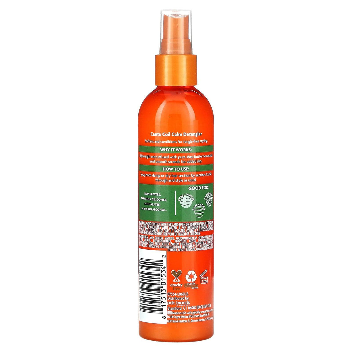Cantu, Shea Butter Coil Calm Detangler, For Natural Curls, Coils & Waves, 8 fl oz (237 ml) - Supply Center USA