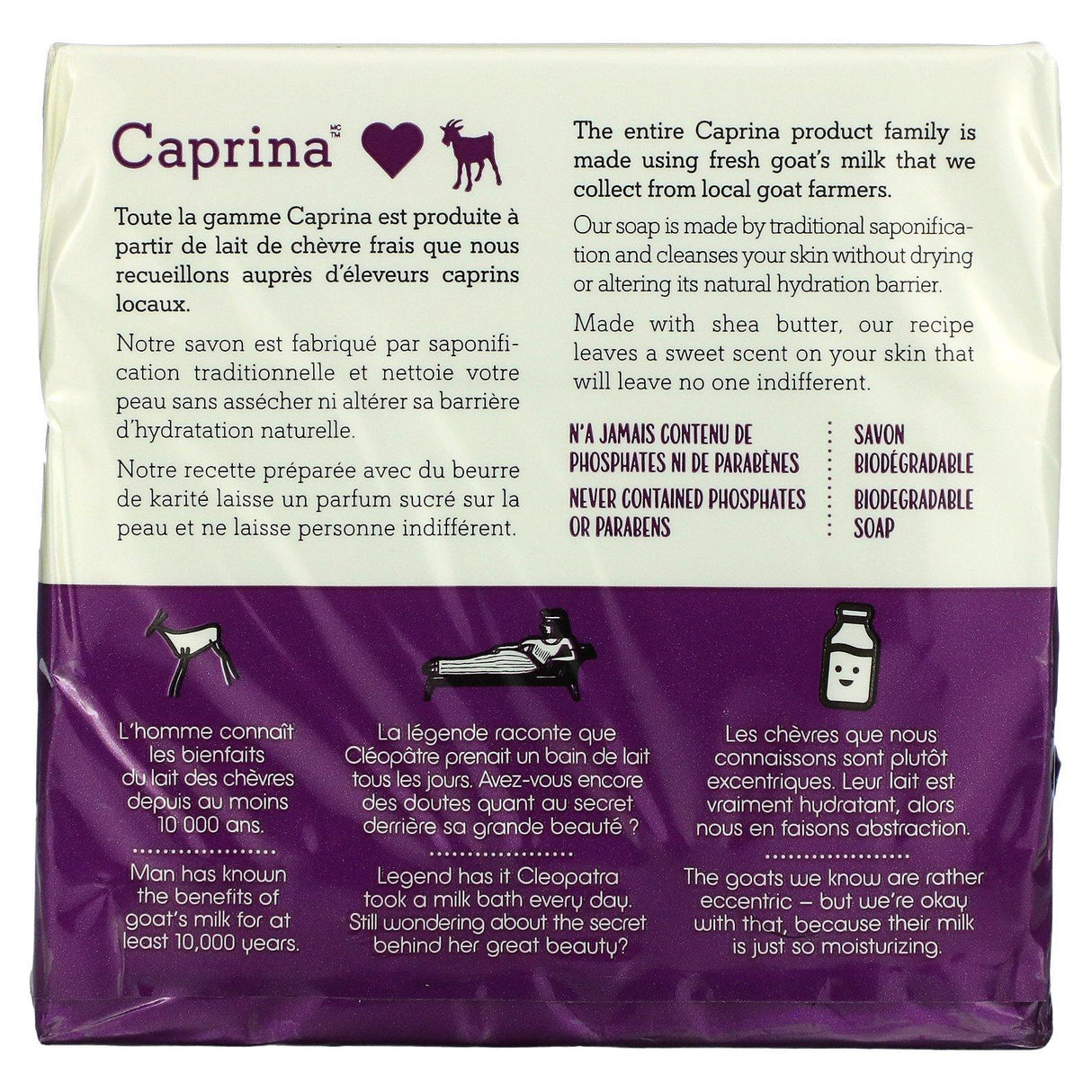 Caprina, Fresh Goat's Milk, Soap Bar, Shea Butter, 3 Bars 3.2 oz (90 g) - Supply Center USA