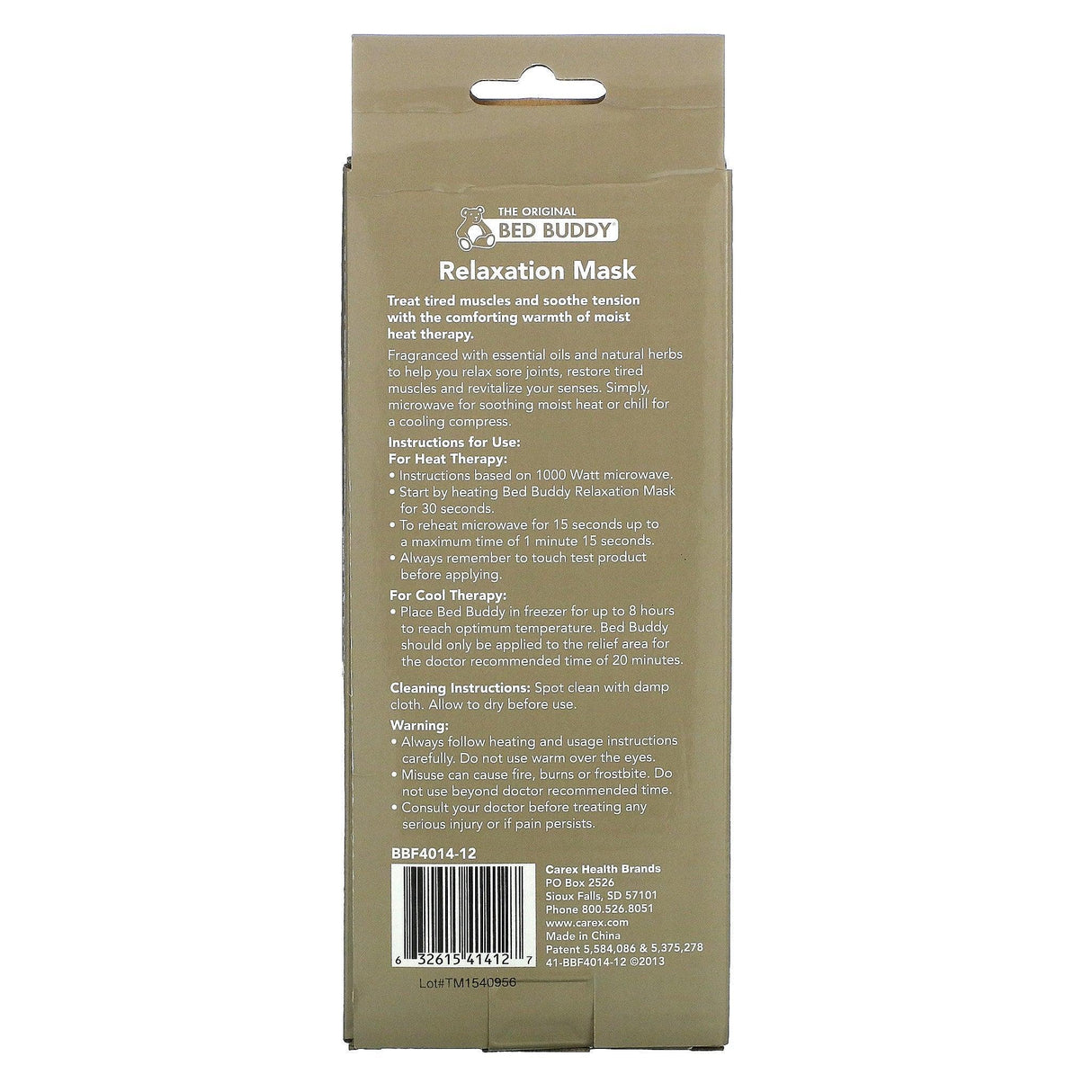 Carex, Bed Buddy, Relaxation Mask, Lavender Mint, 1 Mask - Supply Center USA