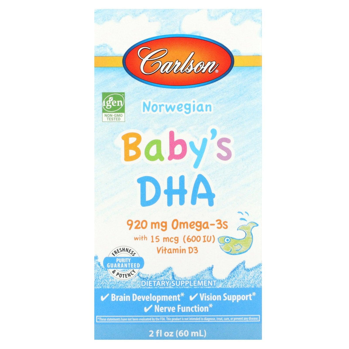 Carlson, Norwegian Baby's DHA, 2 fl oz (60 ml) - Supply Center USA