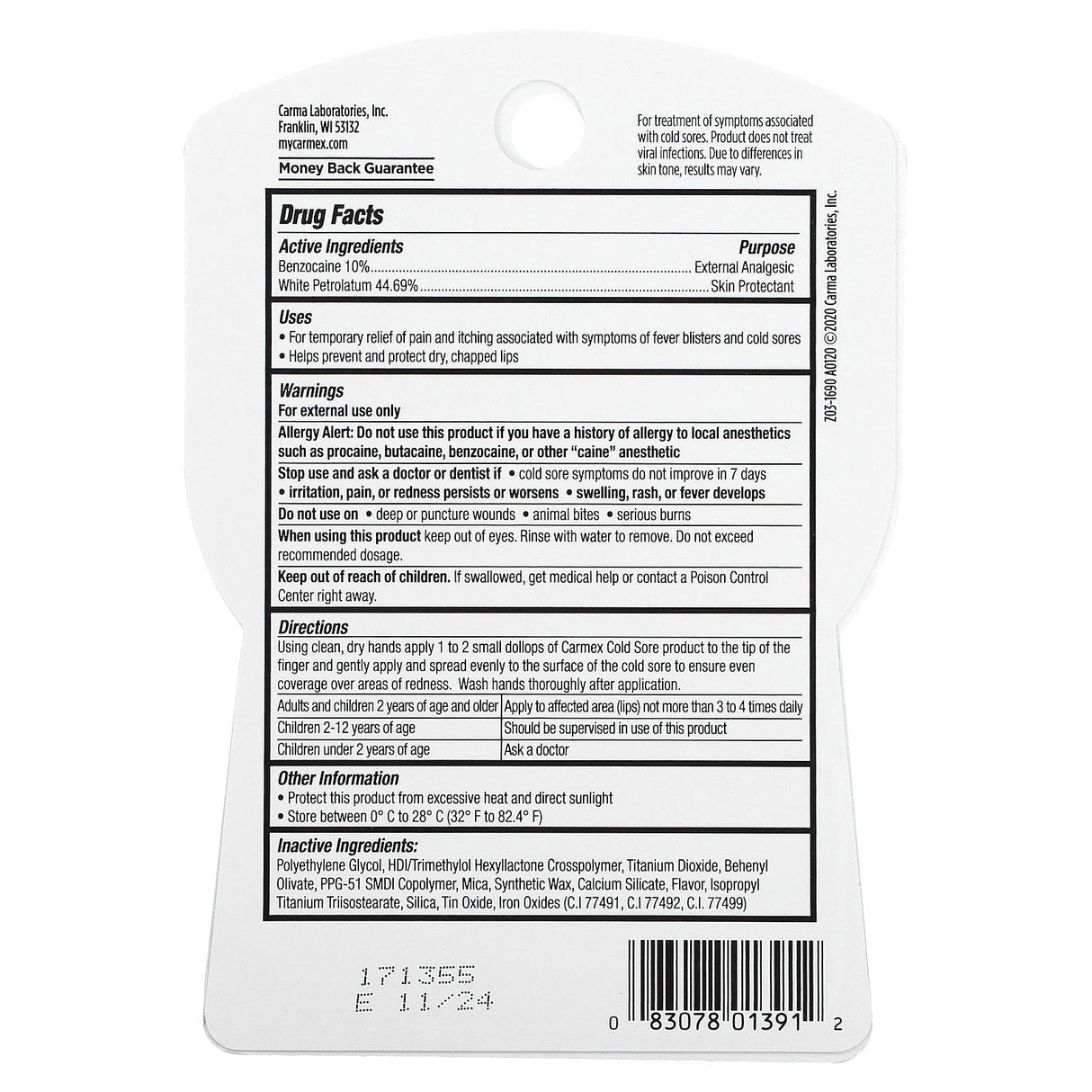 Carmex, Multi-Symptom, 3 In 1 Cold Sore Treatment, 0.07 oz (2 g) - Supply Center USA