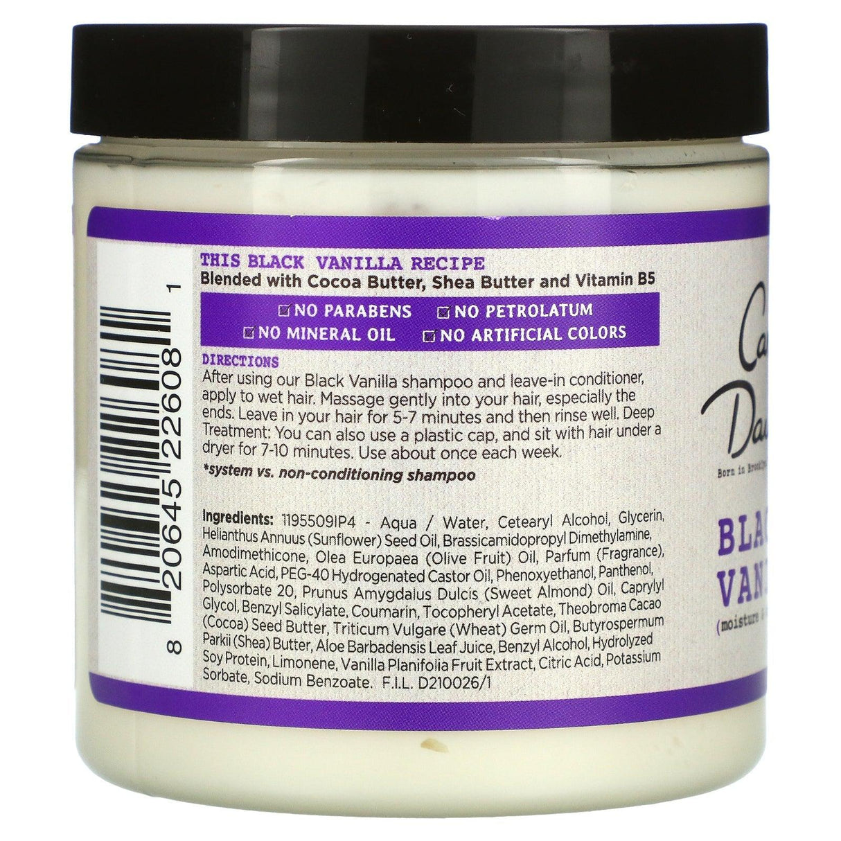 Carol's Daughter, Black Vanilla, Moisture & Shine System, Deep Conditioning Hair Smoothie, For Dry, Dull & Brittle Hair , 8 oz (226 g) - Supply Center USA
