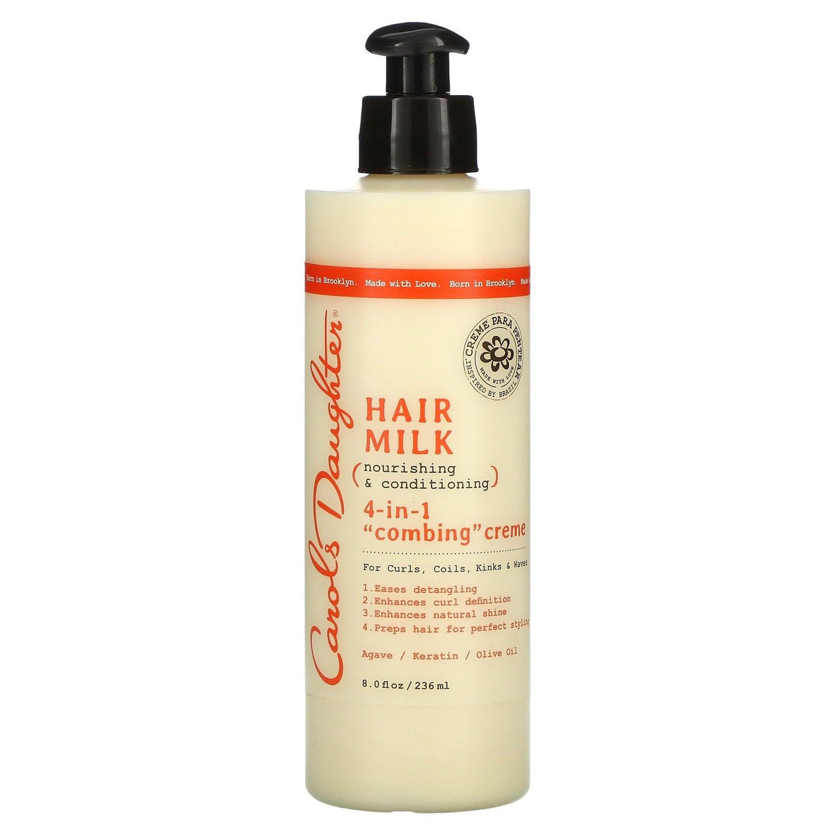 Carol's Daughter, Hair Milk, Nourishing & Conditioning, 4-In-1 Combing Creme, For Curls, Coils, Kinks & Waves, 8 fl oz (236 ml) - Supply Center USA