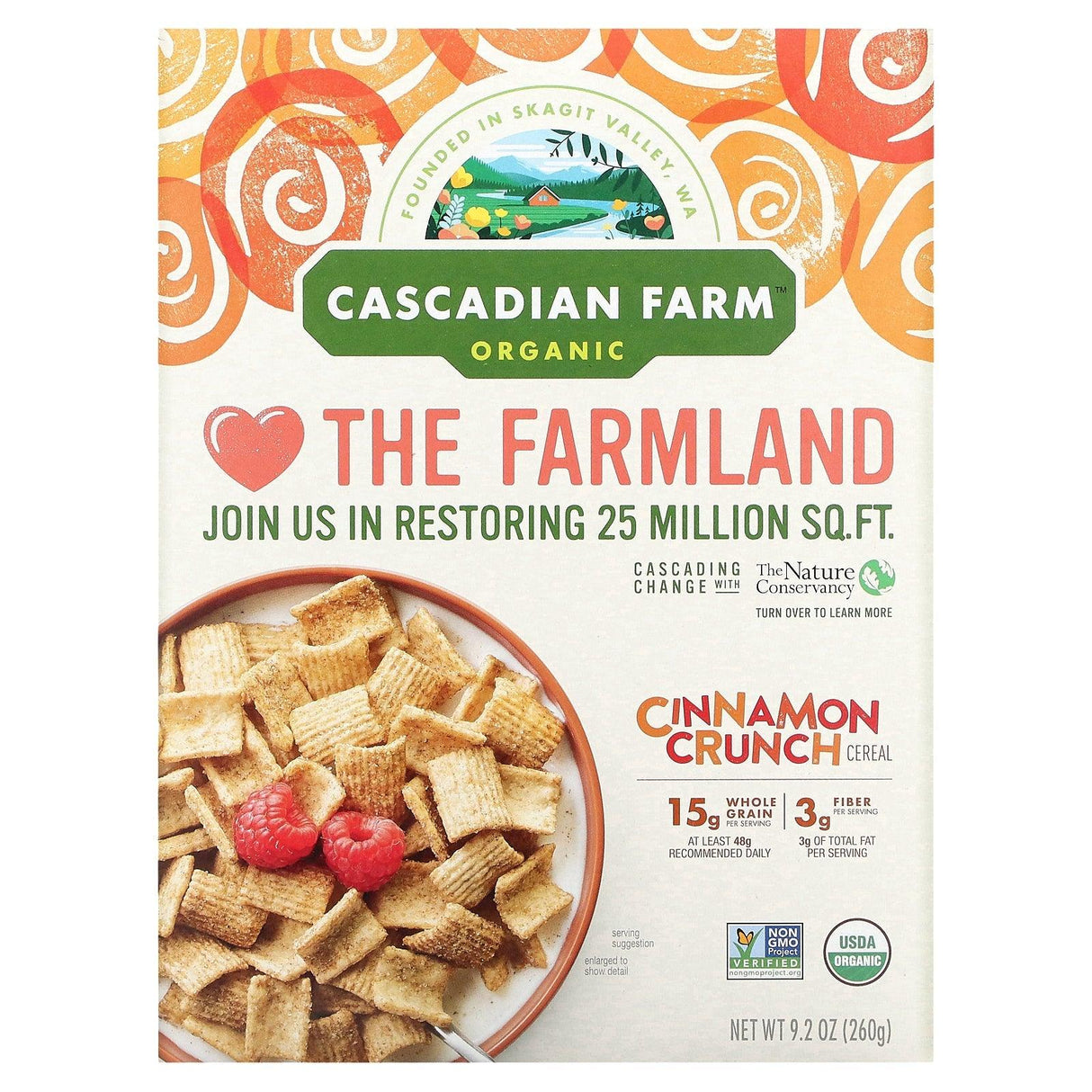 Cascadian Farm, Organic Cinnamon Crunch Cereal, 9.2 oz (260 g) - Supply Center USA