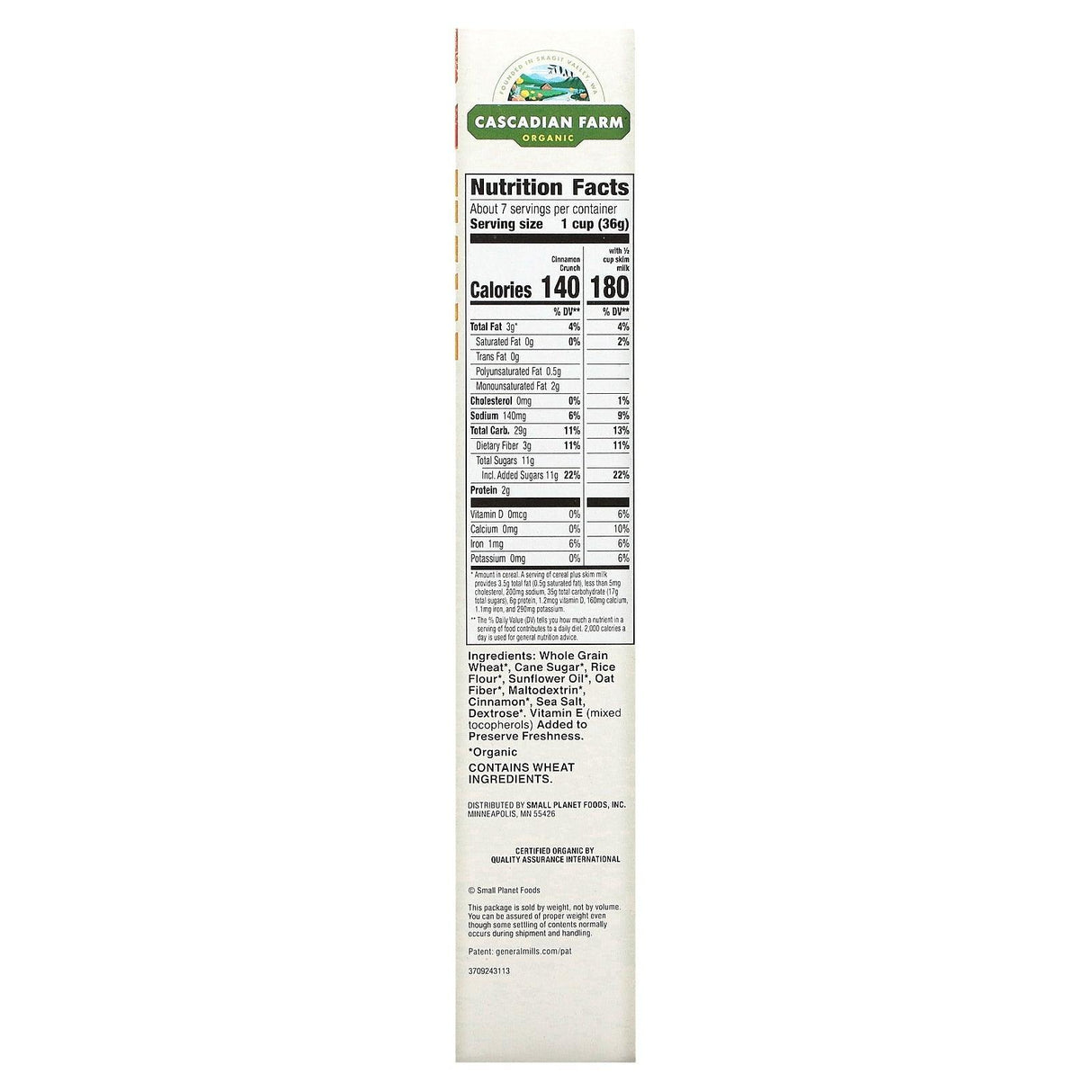 Cascadian Farm, Organic Cinnamon Crunch Cereal, 9.2 oz (260 g) - Supply Center USA