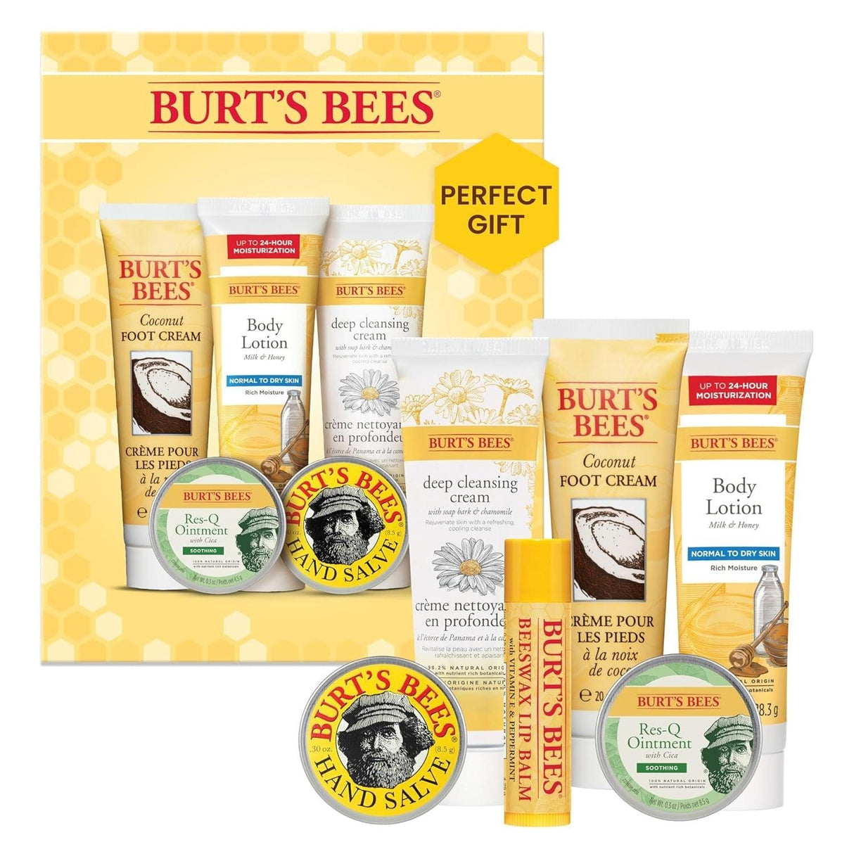 Burt'S Bees Teacher Appreciation & Graduation Gifts Ideas - Essential Everyday Beauty Set, 5 Travel Size Products - Deep Cleansing Cream, Hand Salve, Body Lotion, Foot Cream and Lip Balm - Supply Center USA