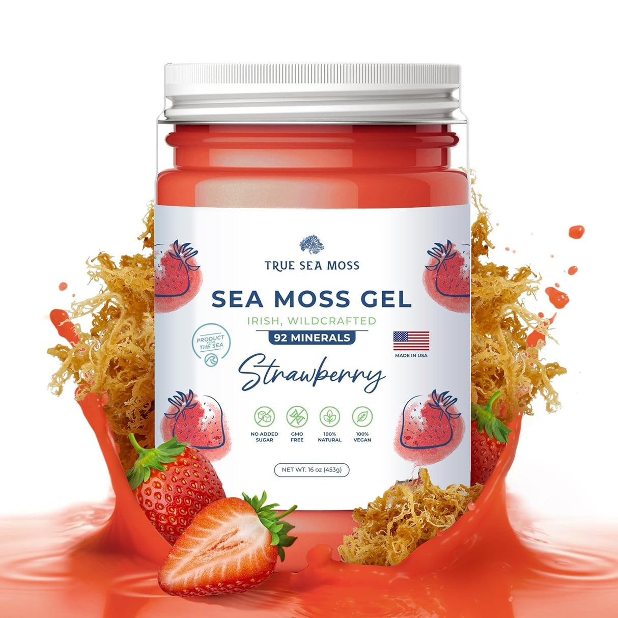 Trueseamoss Wildcrafted Irish Sea Moss Gel –7 Flavors- Nutritious Raw Seamoss Rich in Minerals, Proteins & Vitamins – Antioxidant Health Sea Moss, Vegan Made in USA (MANGO/PINEAPPLE, 1)