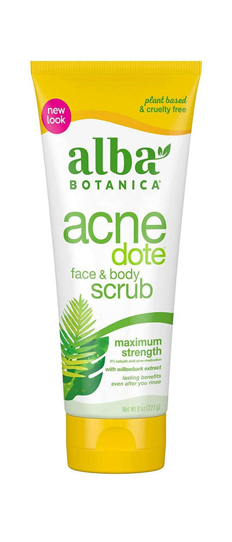 Alba Botanica Acnedote Maximum Strength Face & Body Scrub, 8 Oz - Supply Center USA