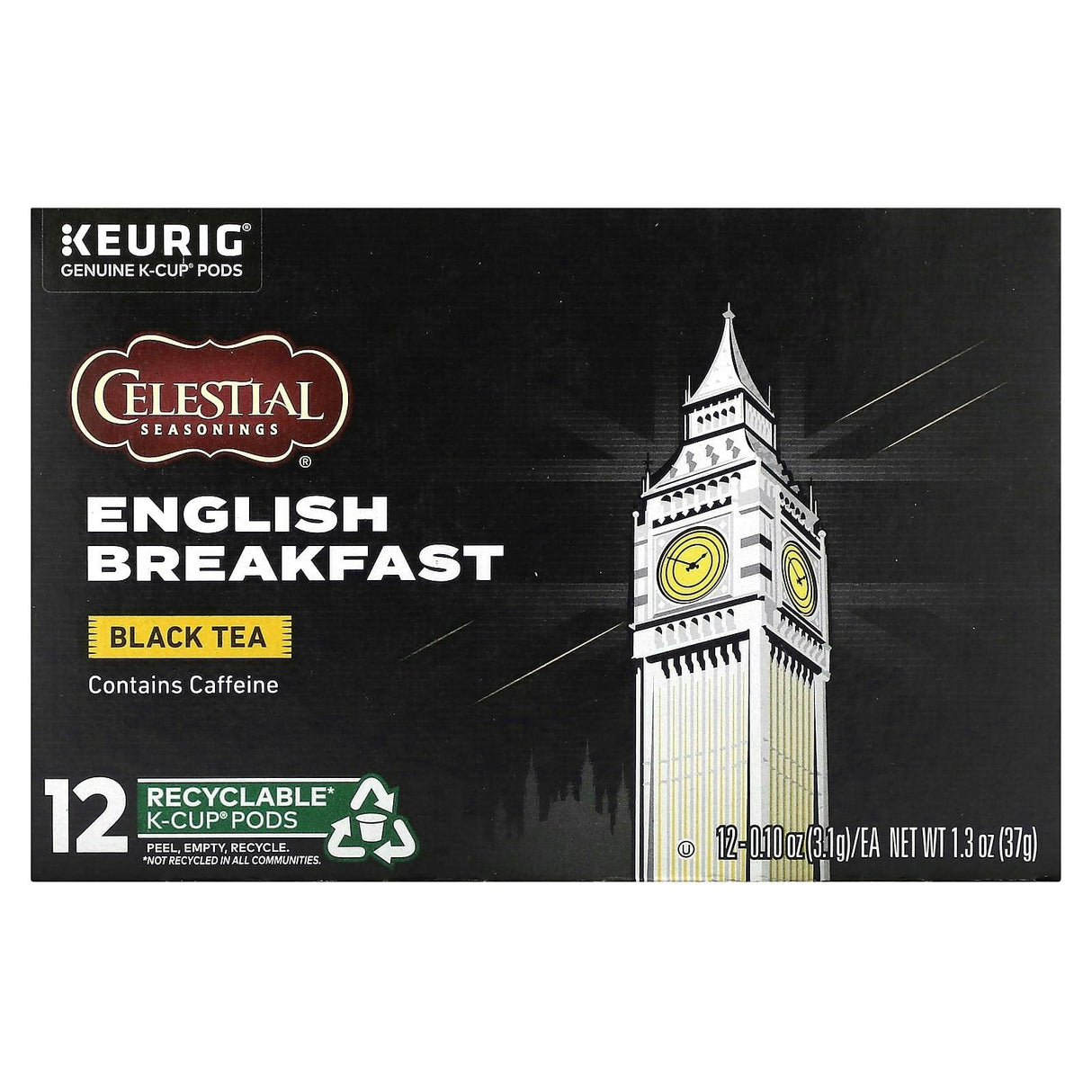 Celestial Seasonings, Black Tea, English Breakfast, 12 K-Cup Pods, 0.1 oz (3.1 g) Each - Supply Center USA
