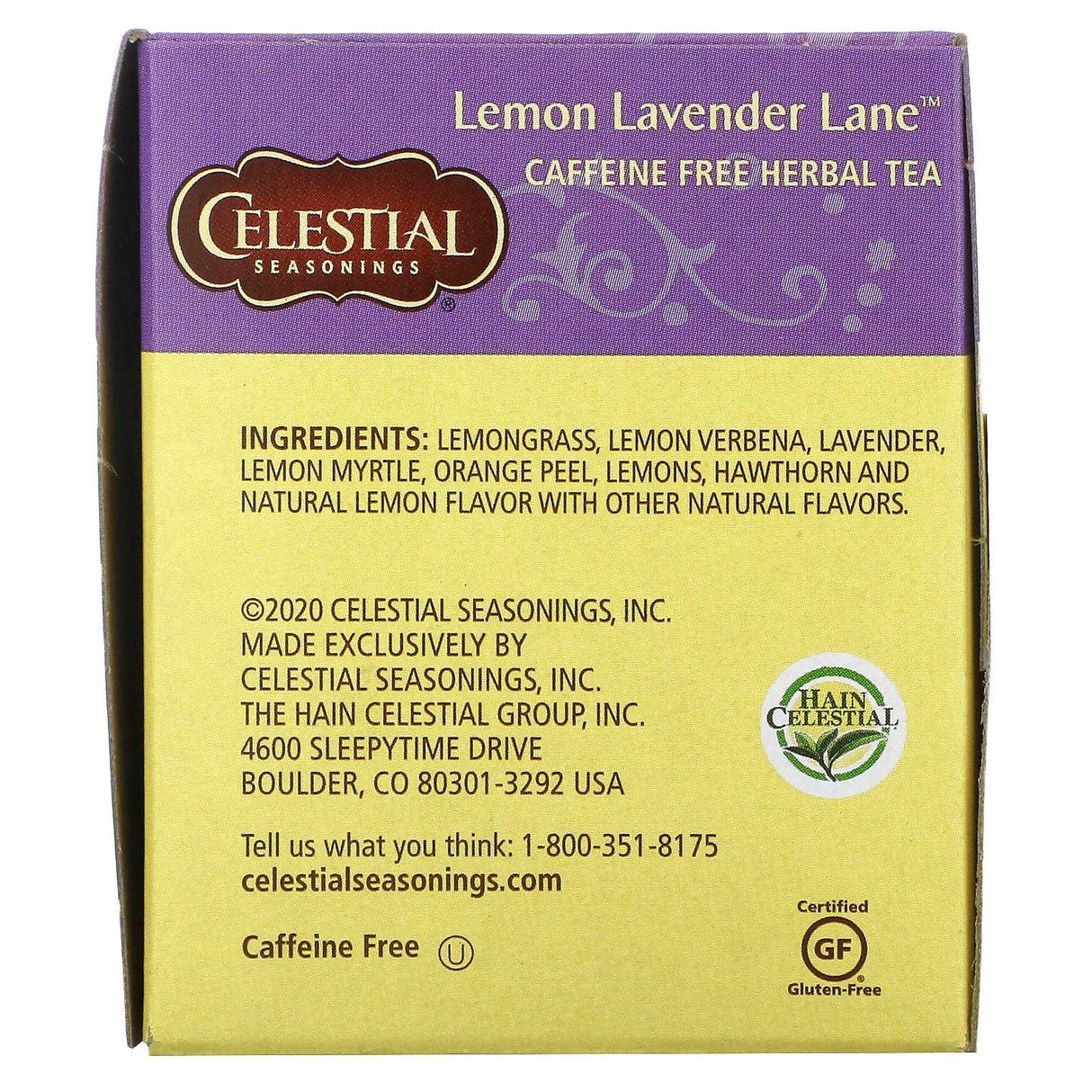 Celestial Seasonings, Herbal Tea, Lemon Lavender Lane, Caffeine Free, 20 Tea Bags, 1.1 oz (31 g) - Supply Center USA