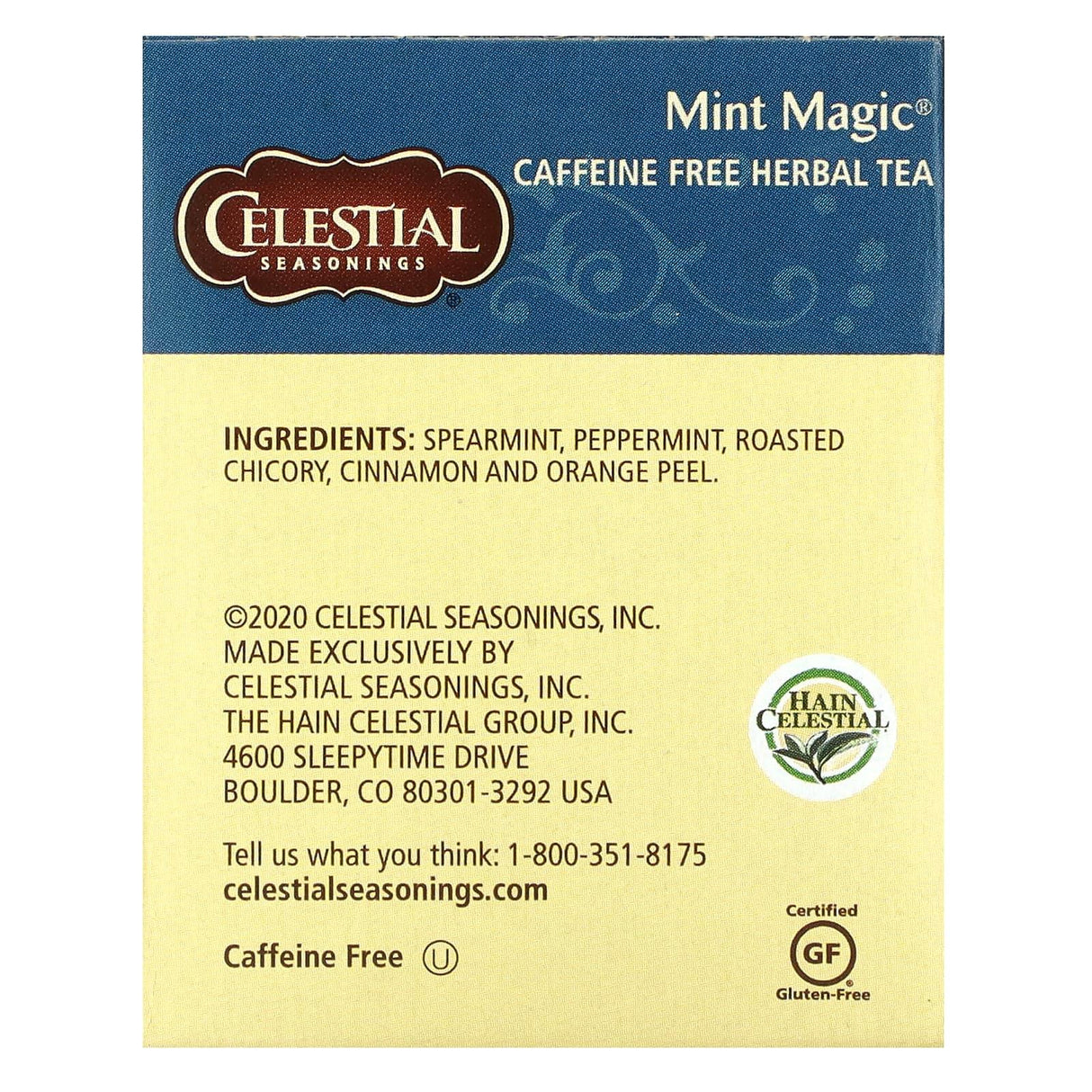Celestial Seasonings, Herbal Tea, Mint Magic, Caffeine Free, 20 Tea Bags, 1.4 oz (41 g) - Supply Center USA