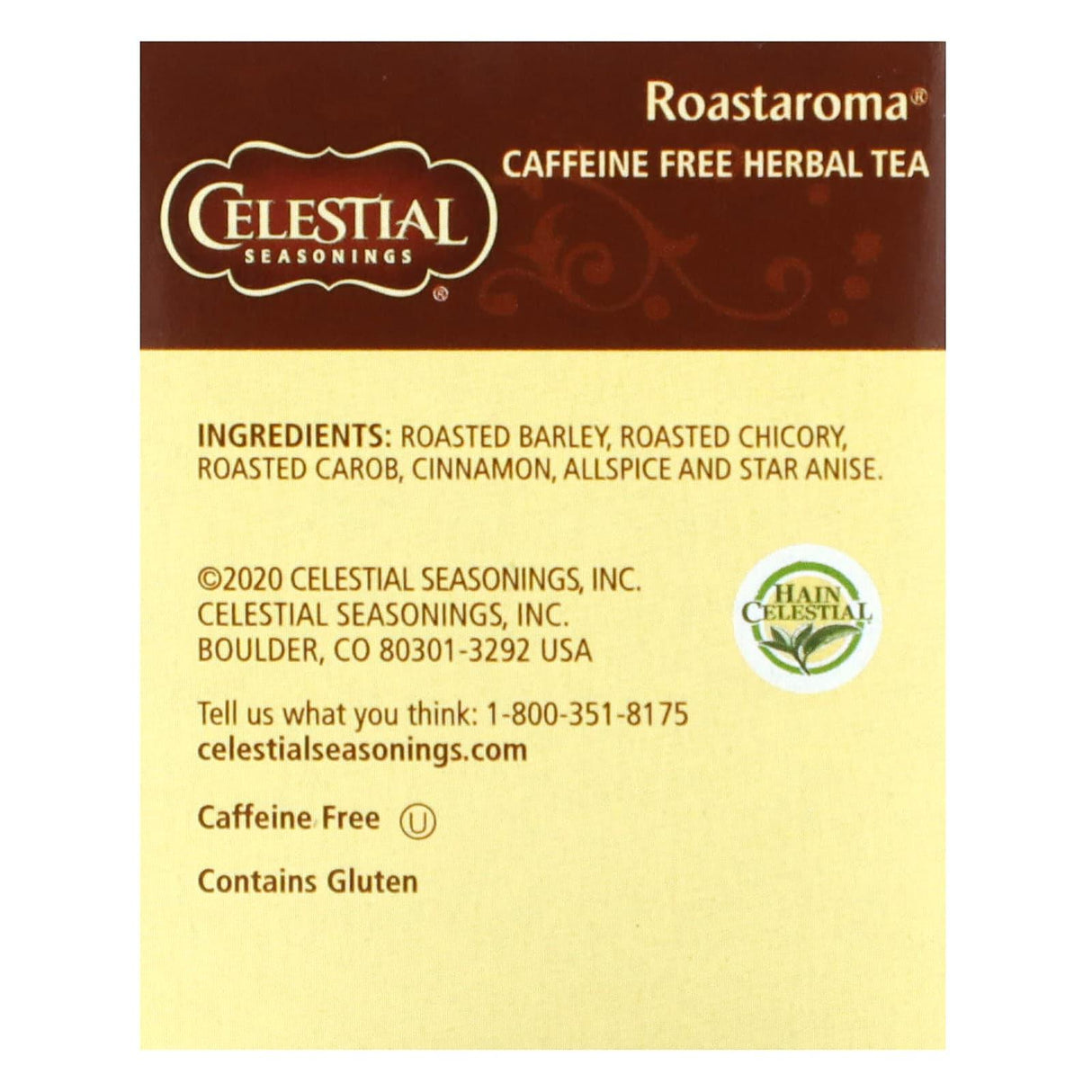 Celestial Seasonings, Herbal Tea, Roastaroma, Caffeine Free, 20 Tea Bags, 3.2 oz (92 g) - Supply Center USA