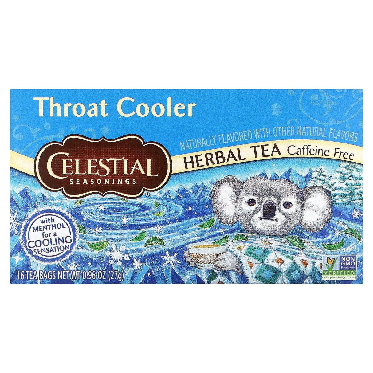 Celestial Seasonings, Herbal Tea, Throat Cooler, Caffeine Free, 16 Tea Bags, 0.96 oz (27 g) - Supply Center USA