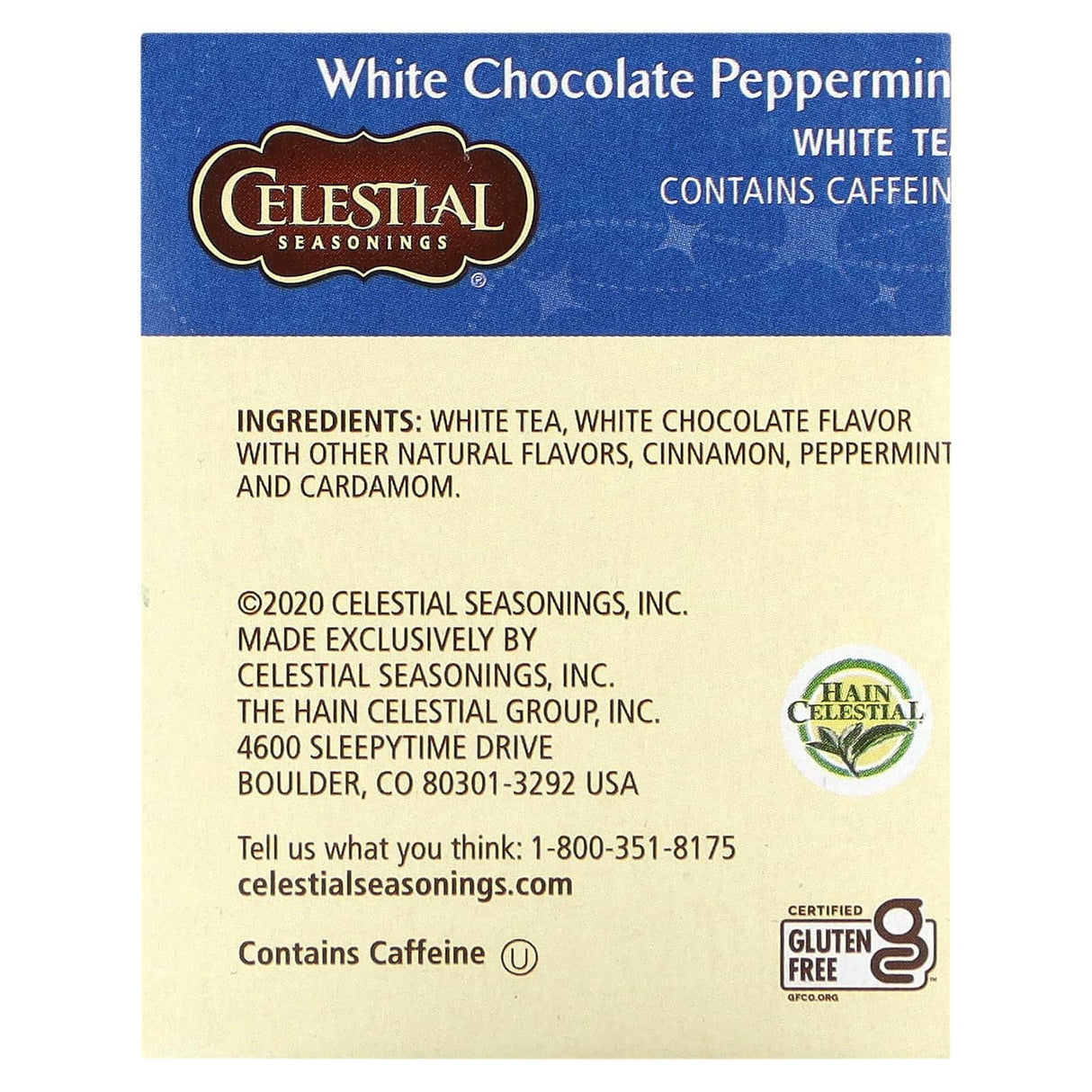 Celestial Seasonings, White Tea, White Chocolate Peppermint, 20 Tea Bags, 0.9 oz (25 g) - Supply Center USA