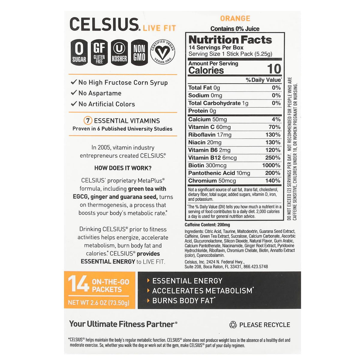 Celsius, Live Fit, Kiwi Guava Lime, 14 On-The-Go Packets, 0.19 oz (5.31 g) Each - Supply Center USA
