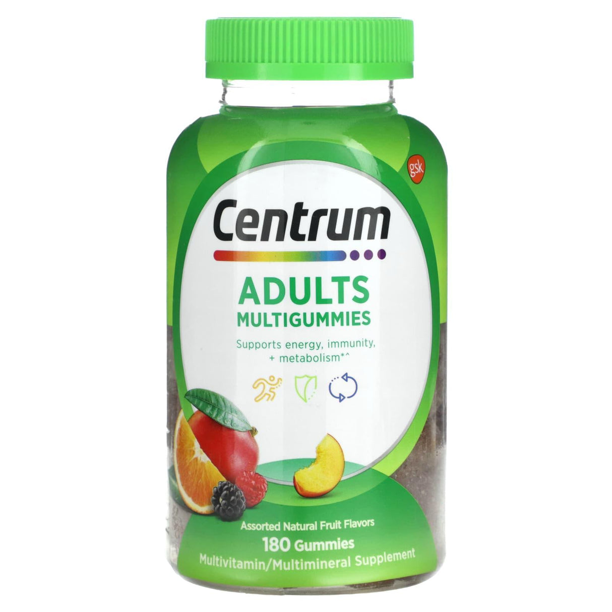 Centrum, Adults Multigummies, Assorted Natural Fruit , 180 Gummies - Supply Center USA