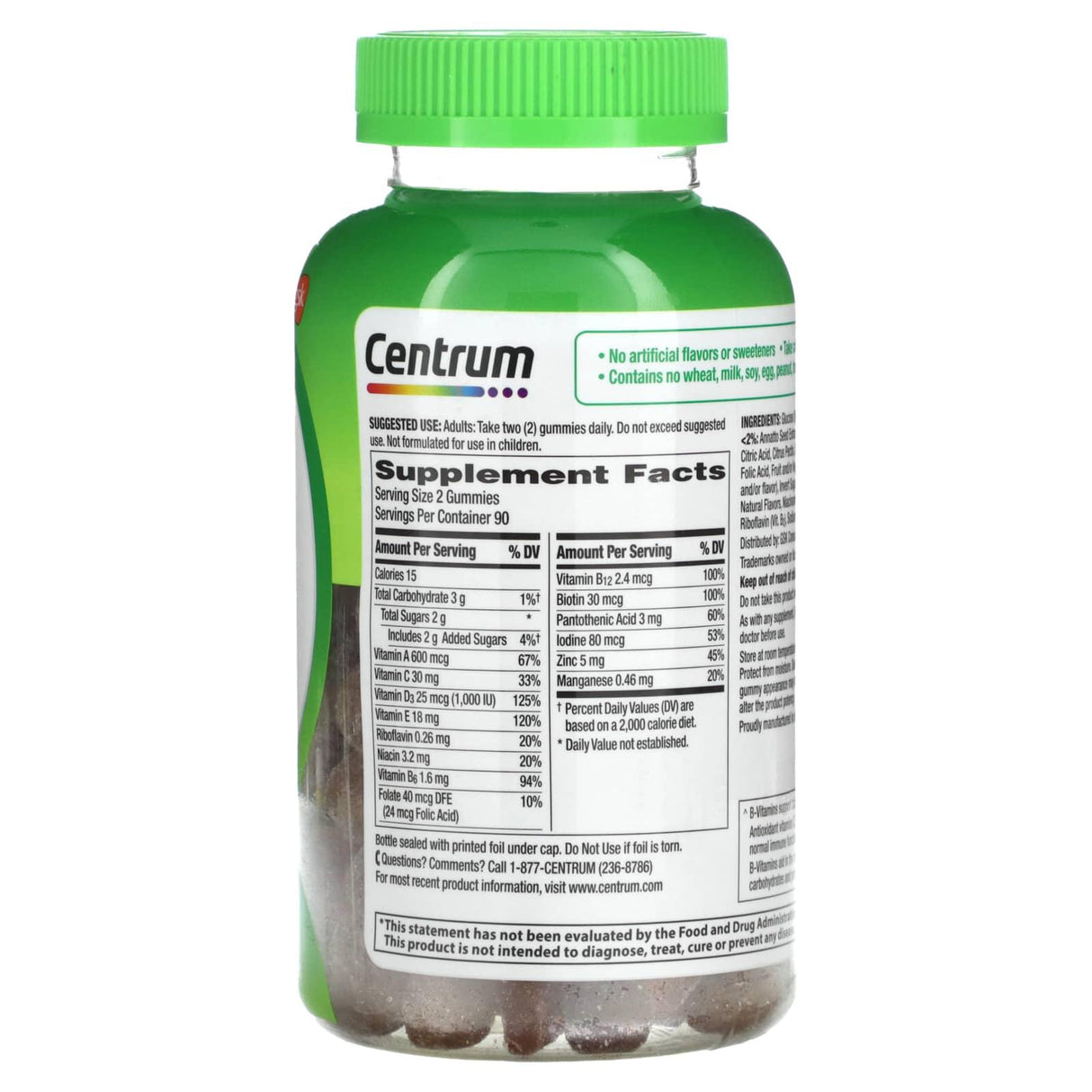 Centrum, Adults Multigummies, Assorted Natural Fruit , 180 Gummies - Supply Center USA