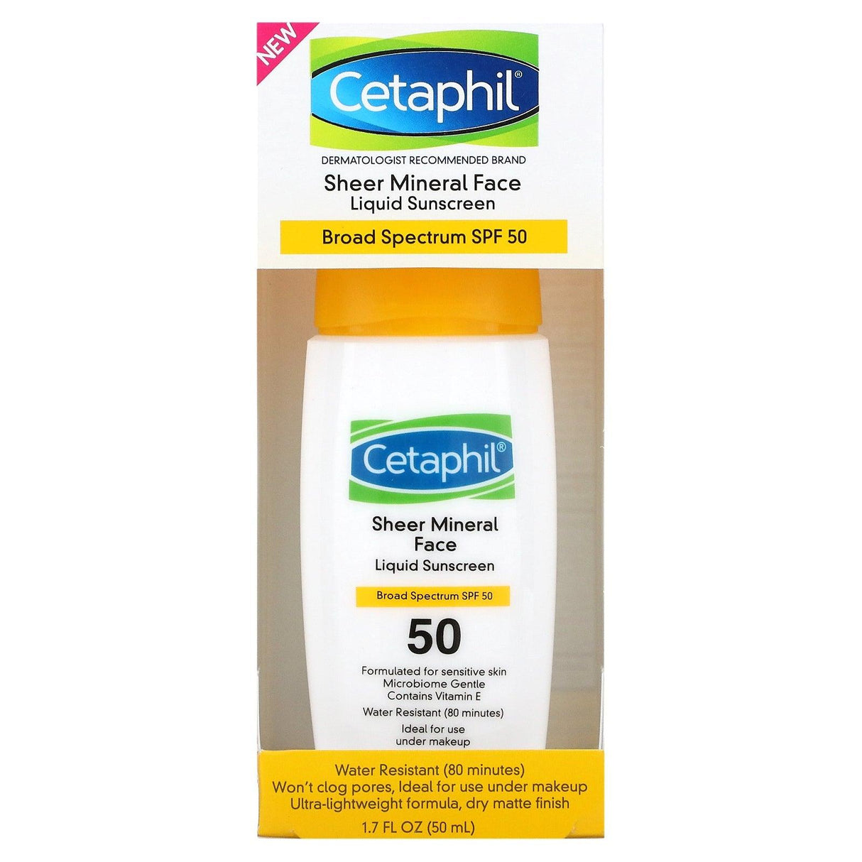 Cetaphil, Sheer Mineral Face Liquid Sunscreen, SPF 50, 1.7 fl oz (50 ml) - Supply Center USA