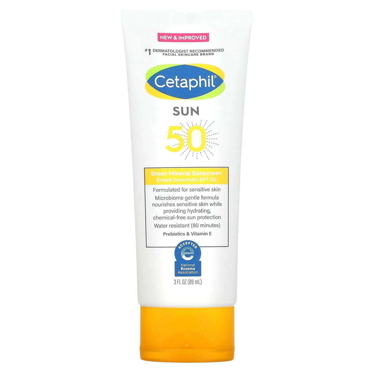 Cetaphil, Sheer Mineral Sunscreen, Broad Spectrum SPF 50, 3 fl oz (89 ml) - Supply Center USA