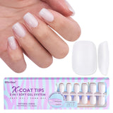 Btartboxnails XS Short Square Gel Nail Tips - Pre Colored Milky White Soft Gel Nail Tips, Milky White Press on Nails, Natural XCOATTIPS Pre Applied Tip Primer