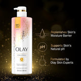 Olay Cleansing & Nourishing Body Wash for Women with Vitamin B3 and Hyaluronic Acid, Younger & Healthier Looking Skin, Fast Absorbing Formula, 26 Fl Oz