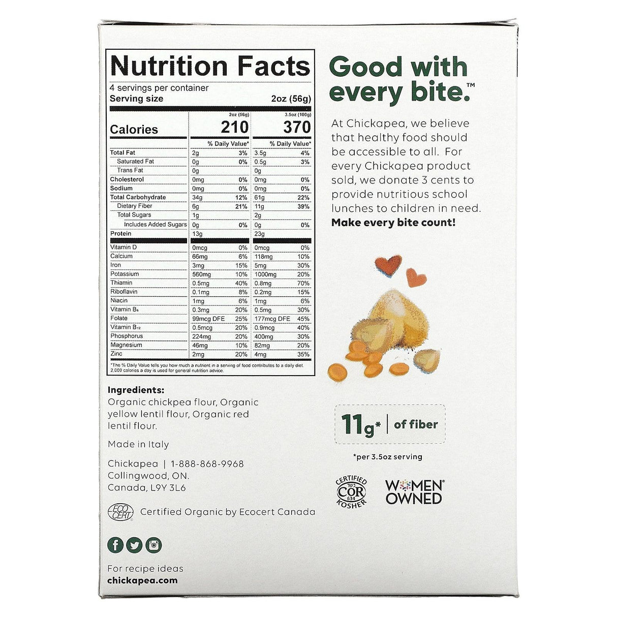 Chickapea, Organic Spirals, 8 oz (227 g) - Supply Center USA
